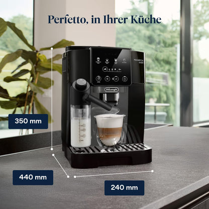De’Longhi Magnifica Start ECAM222.60.BG*- Perfetto Kaffeevollautomat mit LatteCrema-Milchaufschäumer, 4 One-Touch-Getränke, Cappuccino Kaffeemaschine, Soft-Touch-Bedienfeld, Schwarz-Grau