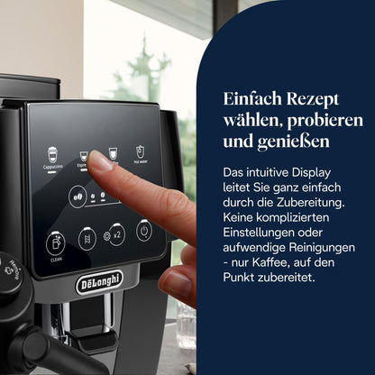 De’Longhi Magnifica Start ECAM222.60.BG*- Perfetto Kaffeevollautomat mit LatteCrema-Milchaufschäumer, 4 One-Touch-Getränke, Cappuccino Kaffeemaschine, Soft-Touch-Bedienfeld, Schwarz-Grau