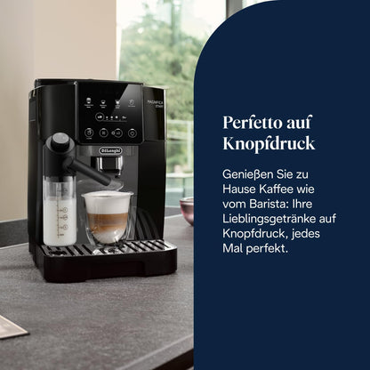 De’Longhi Magnifica Start ECAM222.60.BG*- Perfetto Kaffeevollautomat mit LatteCrema-Milchaufschäumer, 4 One-Touch-Getränke, Cappuccino Kaffeemaschine, Soft-Touch-Bedienfeld, Schwarz-Grau